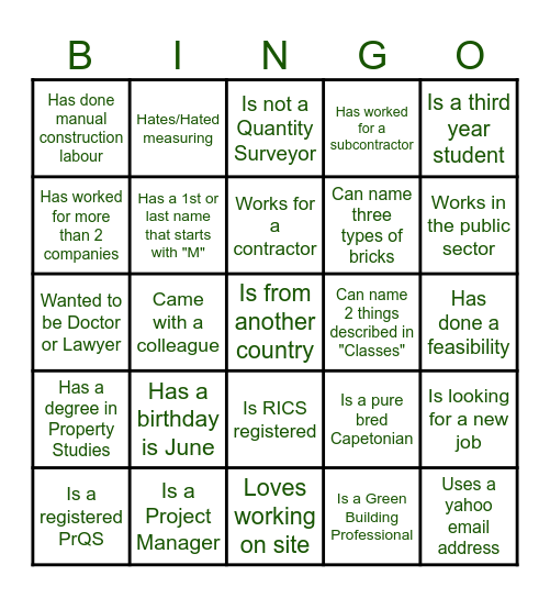 ASAQS Connect Social Networking Bingo Card