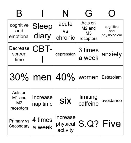 Snooze you lose Bingo Card