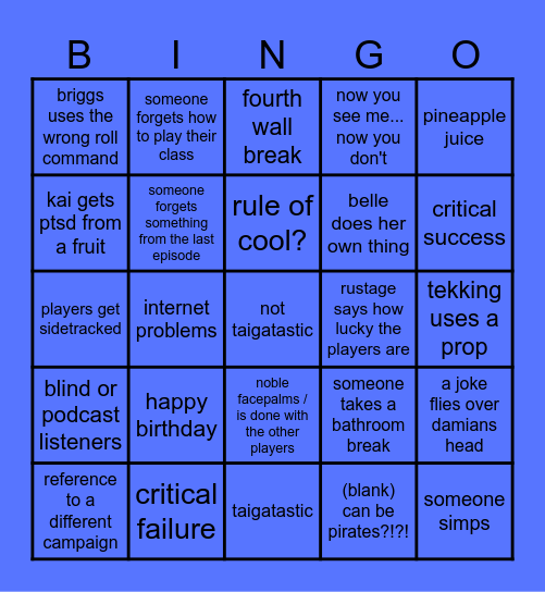 Rustage DnD: Marines Bingo Card