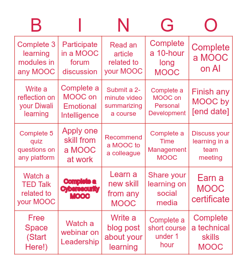 ✨🧨Diwali Learning Bingo 🧨✨ Bingo Card