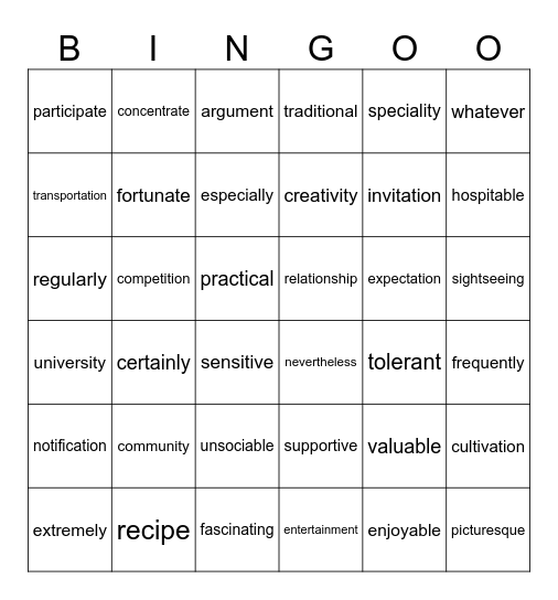 Untitled Bingo Card