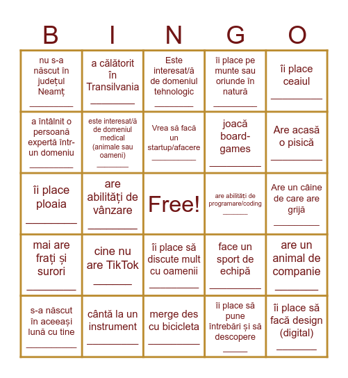 Rubik style BINGO Card