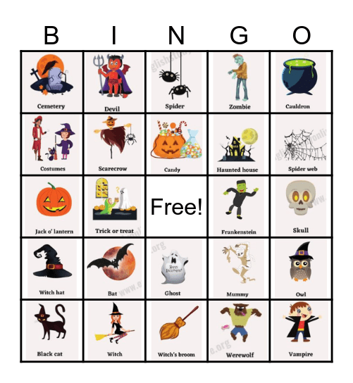 Halloween Bingo at the Shape Center Bingo Card