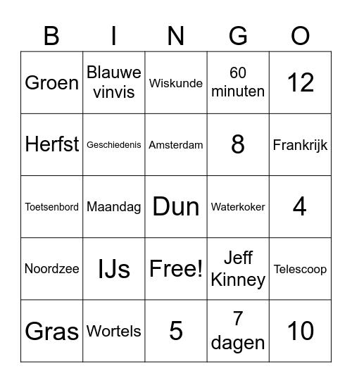 herfstbingo Card