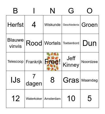 Herfstbingo Card