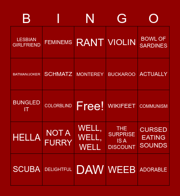 NIKATINE BINGO Card