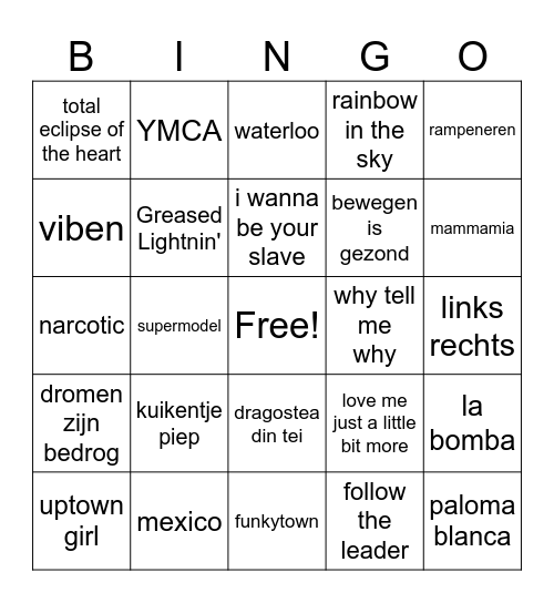 Explo Karaoke Bingo Card