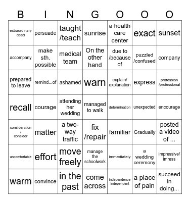 第8 周周测必会词3       name:________ Bingo Card