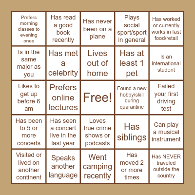 Young Tech Coffee Break Bingo Card