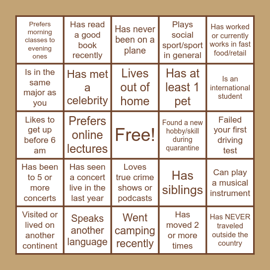 Young Tech Coffee Break Bingo Card