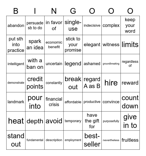 第七周 Bingo Card