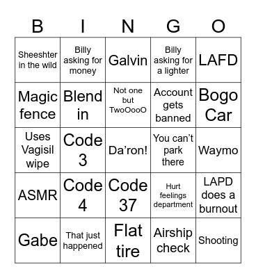 Sheeshters Bingo Card