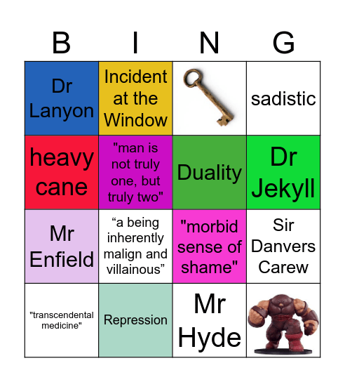 Jekyll and Hyde Bingo Card