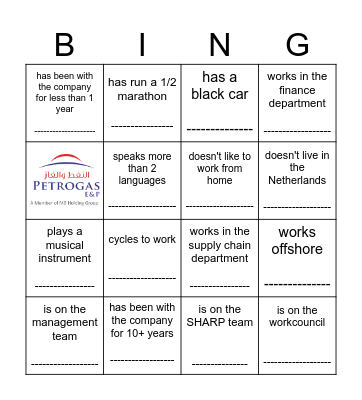 Petrogas Bingo Card