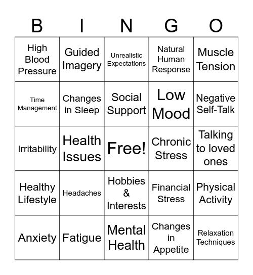 STRESS BINGO Card