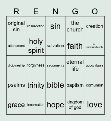 Christian practices Bingo Card