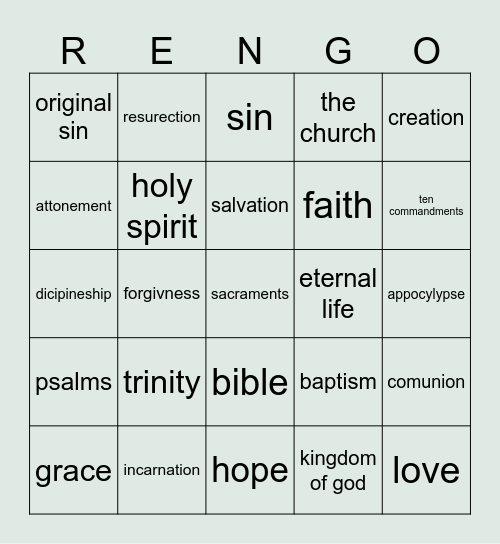 Christian practices Bingo Card