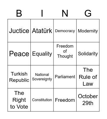 Republic Day Bingo Card