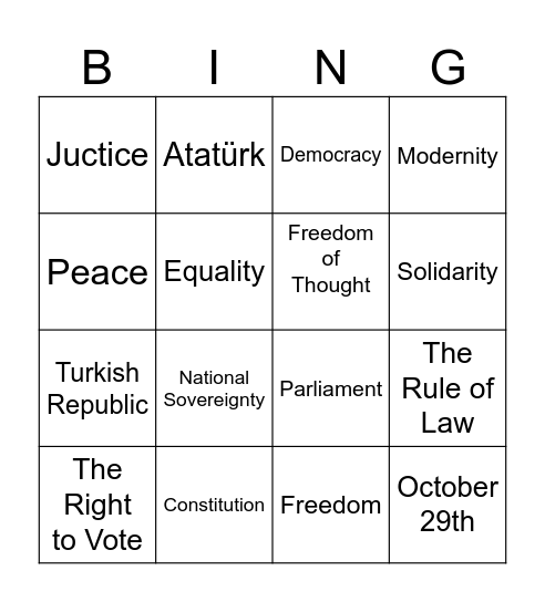 Republic Day Bingo Card