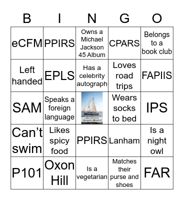 Sailing into the Sunset Bingo Card