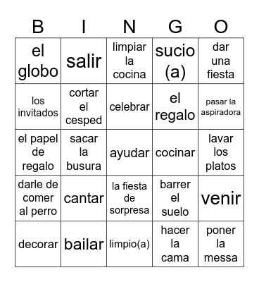 Fiesta en Casa Bingo Card