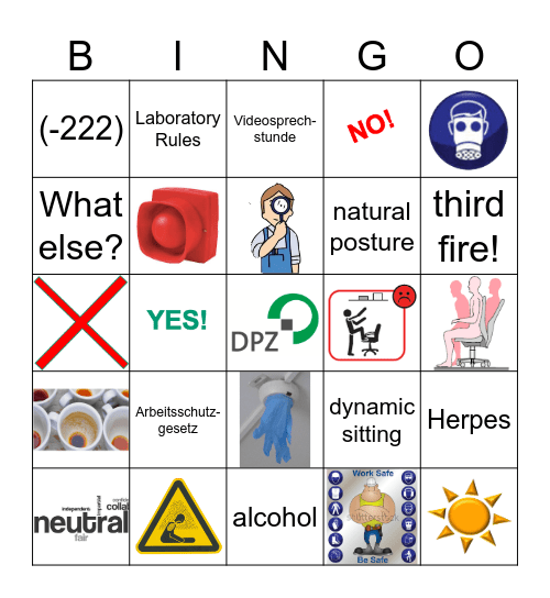 Safety Instruction Bingo Card