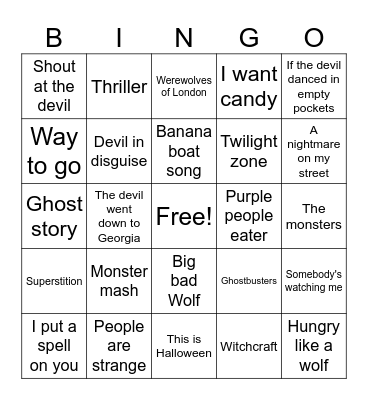 Halloween Bingo Card