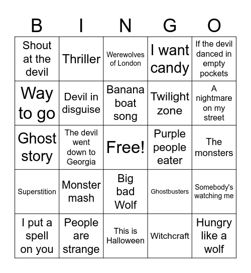 Halloween Bingo Card