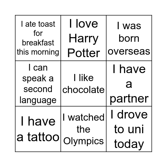 BINGO Card