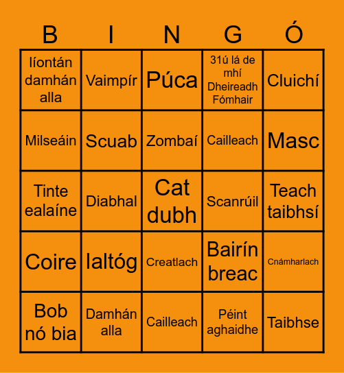 Oíche Shamhna Bingo Card