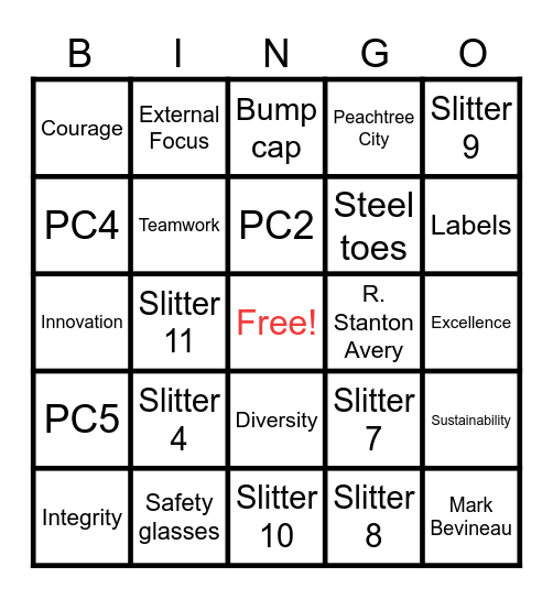 Avery Dennison PTC BINGO! Bingo Card