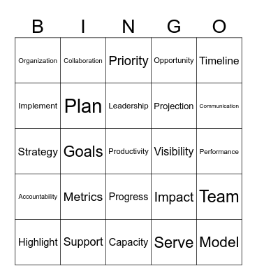 Corporate Jargon Bingo Card