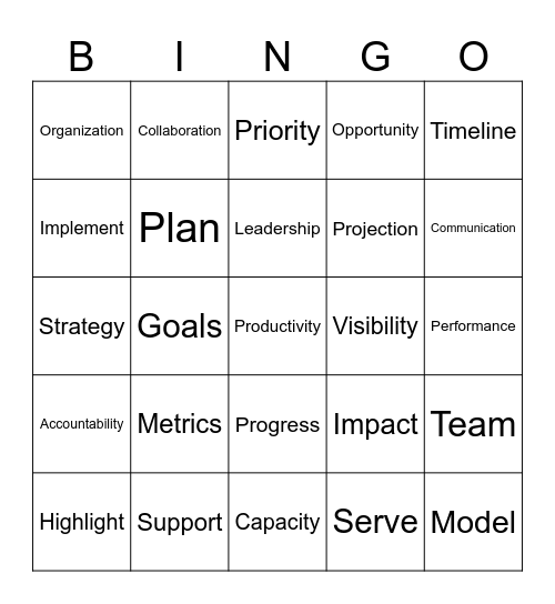 Corporate Jargon Bingo Card