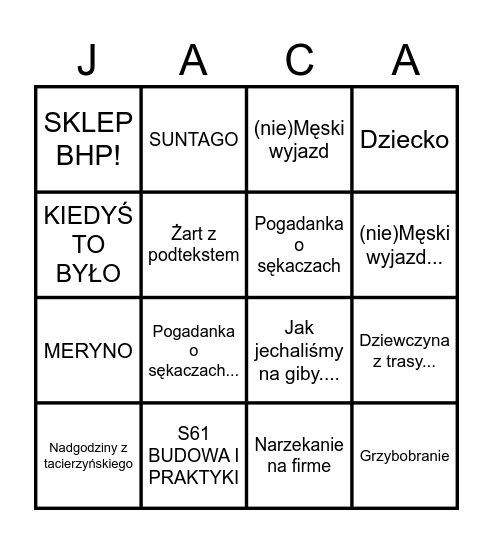 WHITE STOK 2024 Bingo Card