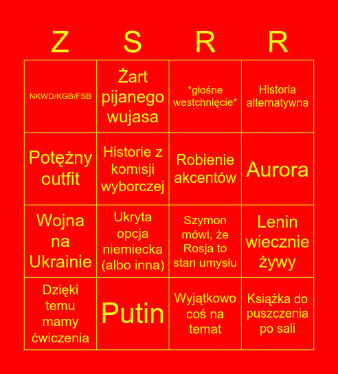 Szczesio Bingo Card