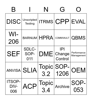 DDQ Workshop Bingo Card