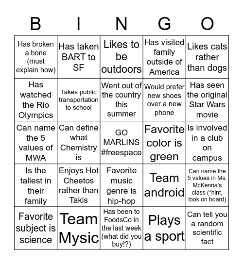Ms. McKenna's Contemporary Bing-LETSGOOO (Bingo)  Bingo Card