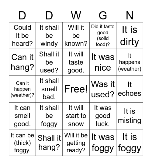 Ojibwe Bingo Card