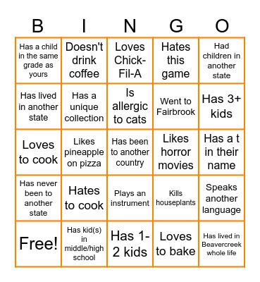 MINGLE BINGO: Find someone who... Bingo Card