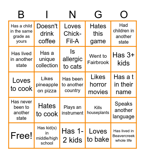 MINGLE BINGO: Find someone who... Bingo Card