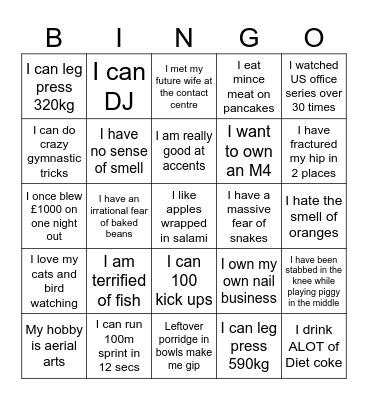 Co worker bingo Card