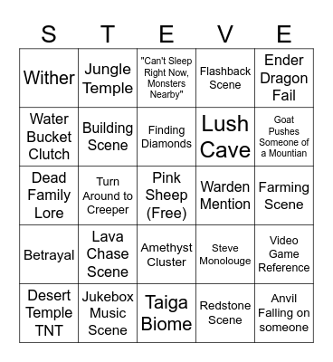 Minecraft Bingo Card