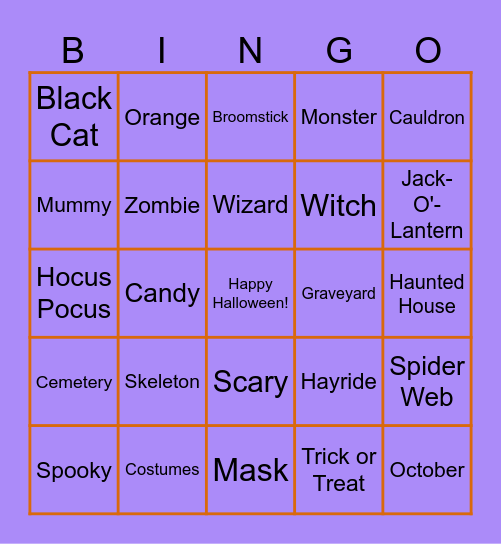 ACT Halloween Bingo Card