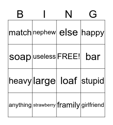 U25 L50 1B Bingo Card