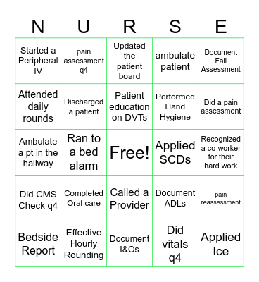 Orthopedics Nursing Week Bingo Card