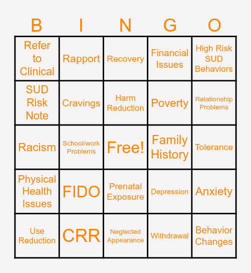 SUD Bingo Card