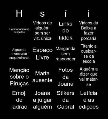 Hospício Bingo Card