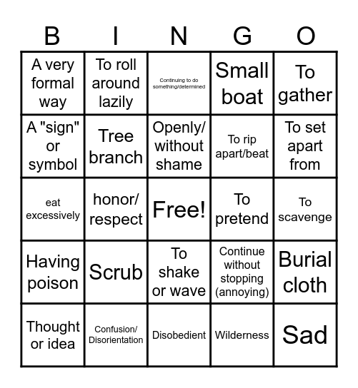 Context Clues Bingo Card