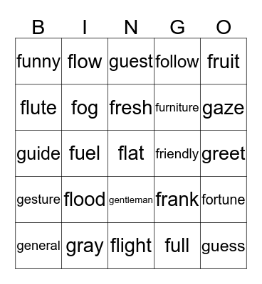 Intermediate 5 Review Bingo Card