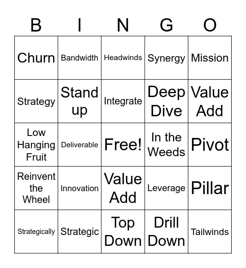Corporate Lingo Bingo Card